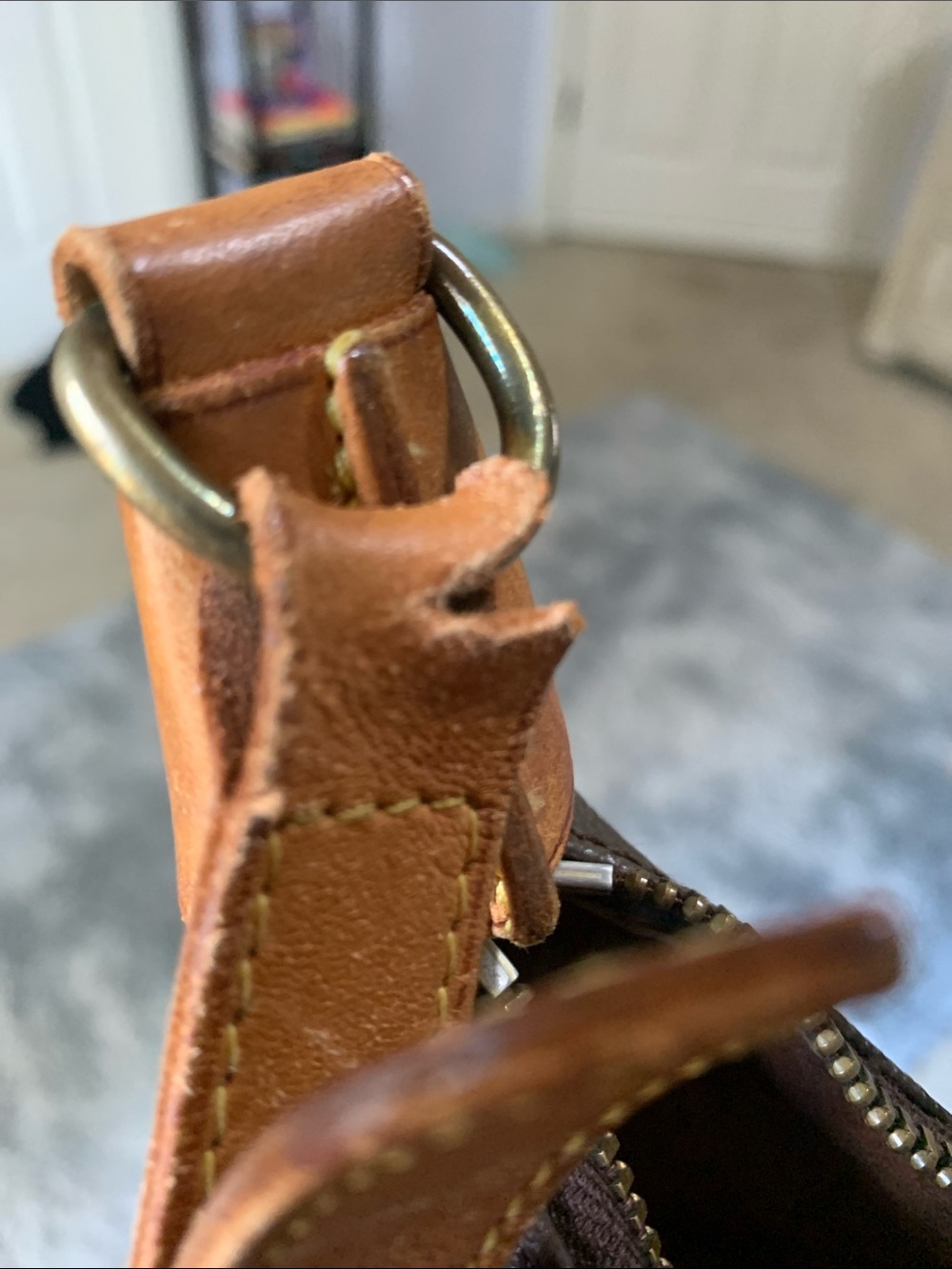 Louis Vuitton Monogram Canvas Shoulder Bag in Brown with Tan Trim with wear - Picture 12 of 14